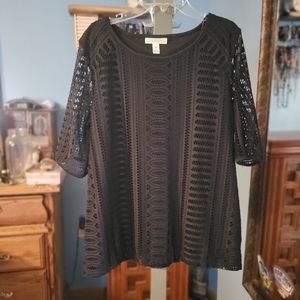 Black See Through Sleeve Blouse Top